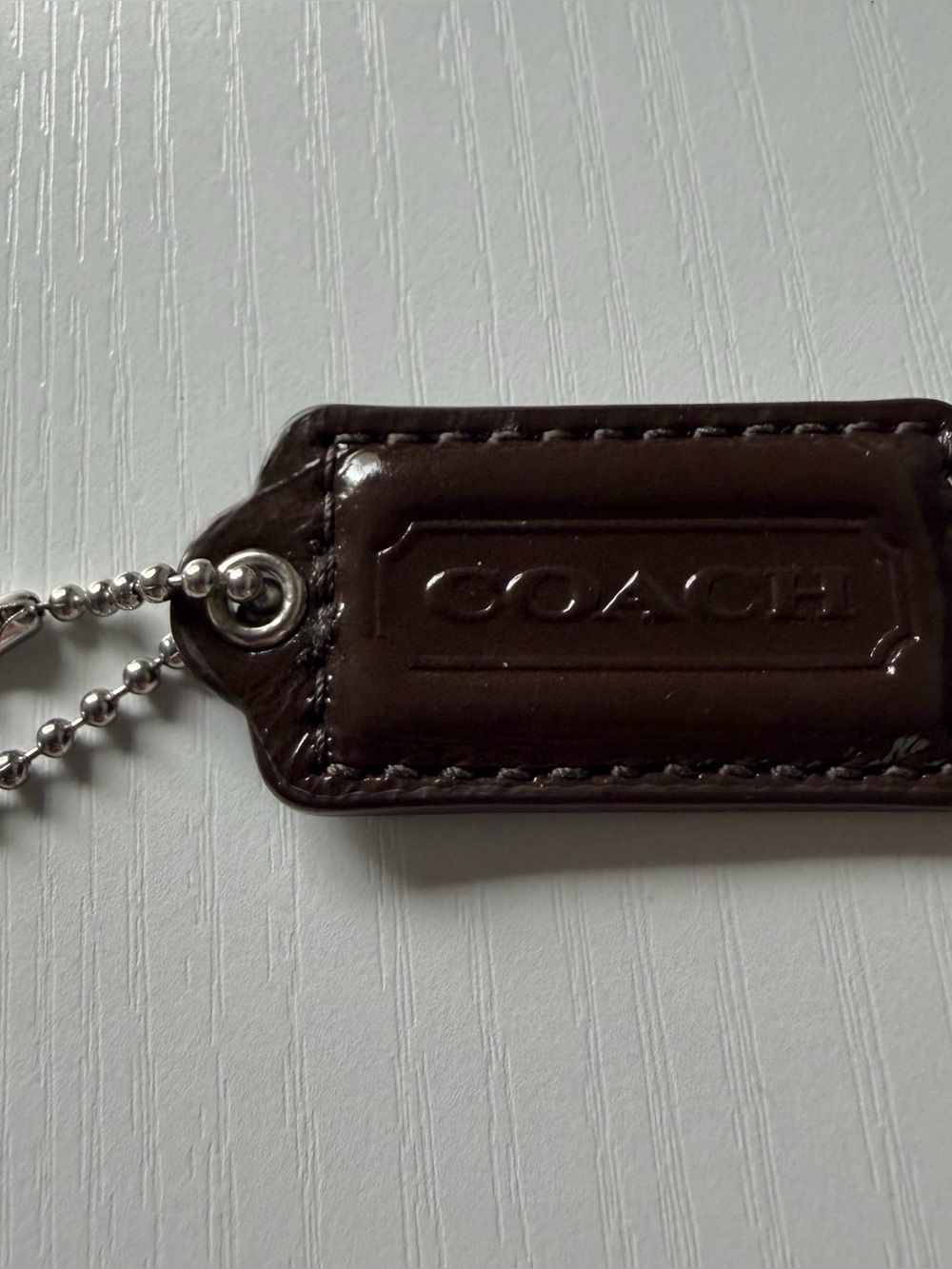 Coach Dark Brown Patent Leather Hangtag Bag Charm